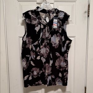 Tommy Hilfiger Black Floral Keyhole Sleeveless Tank